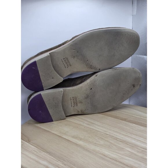 Johnston & Murphy Ellington Wingtip Oxford Shoes Mens 12 Suede Khaki/Purple - Picture 8 of 9